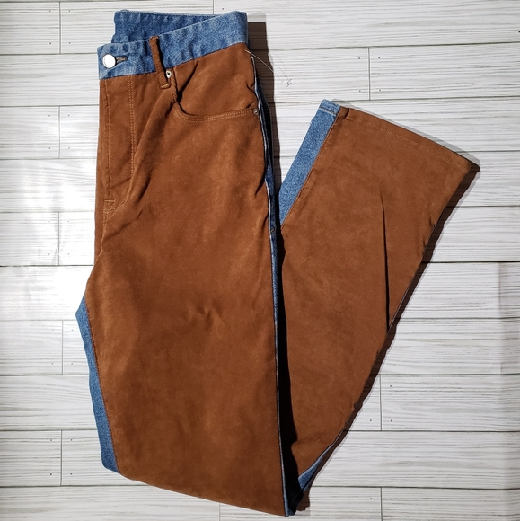 Good American Icon High Rise Denim Suede Straight Leg Jeans - Picture 10 of 10